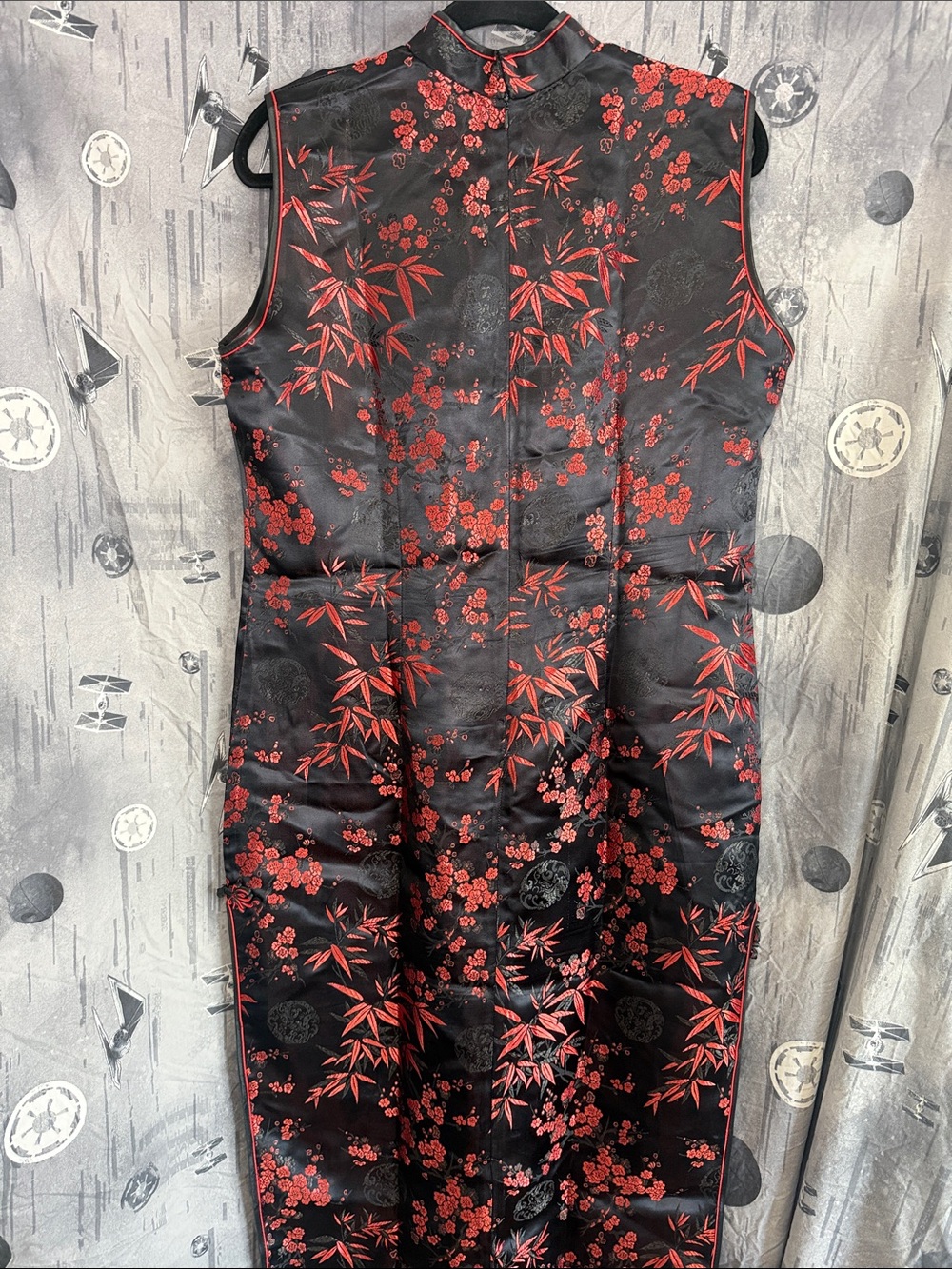 1990s QIPAO MANDARIN GOWN PLUS SIZED  BLACK RED SZ 14-16